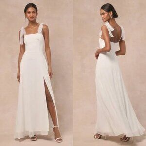 Lulus Radiant Romance White Tie-Strap Maxi Dress Large NWOT